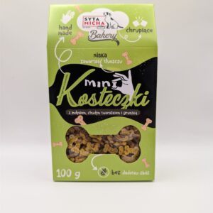 SYTA MICHA Ciastka dla psa Mini kosteczki z indykiem i chudym twarożkiem 100g