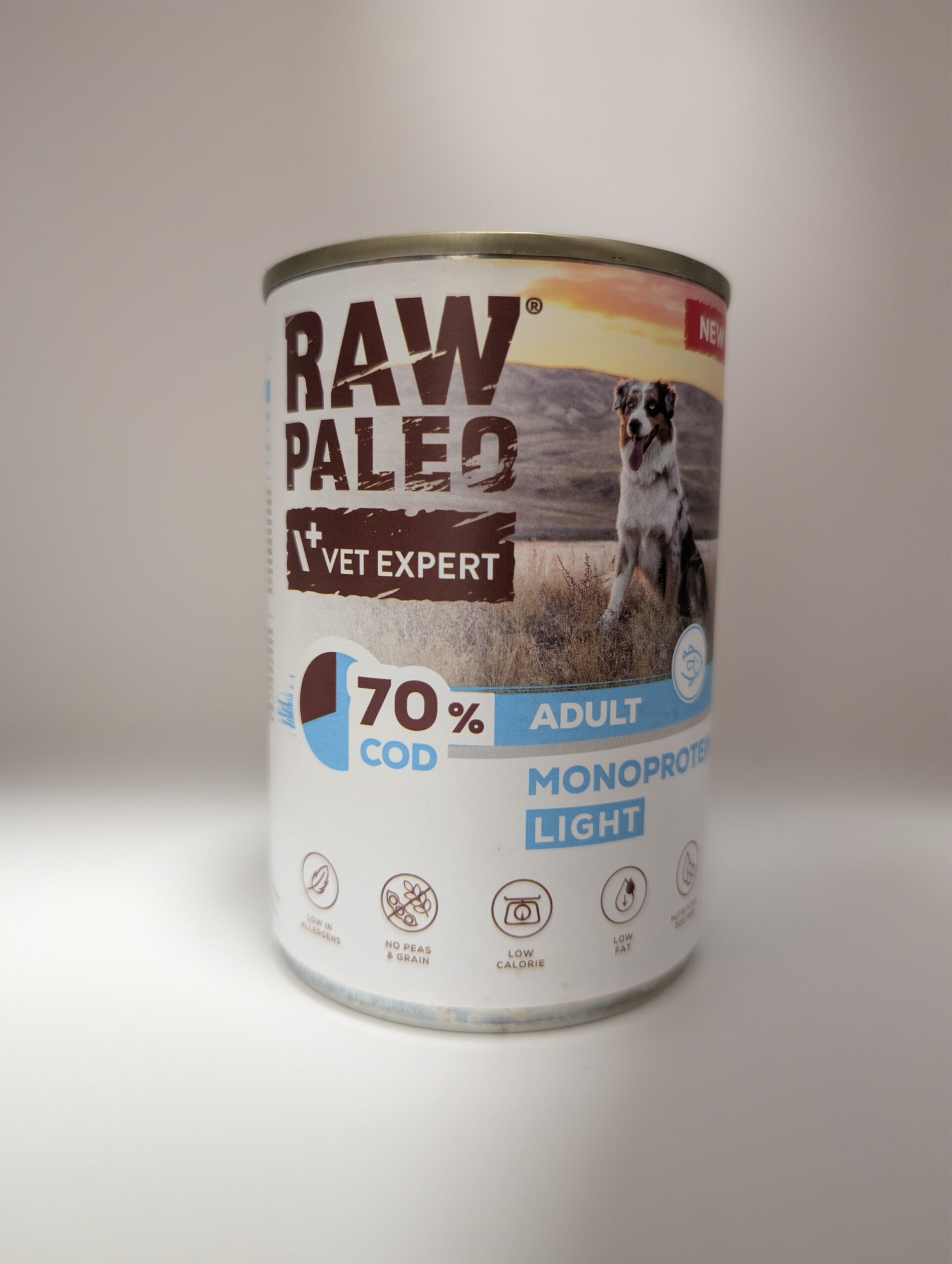 RAW PALEO COD LIGHT MONOPROTEIN ADULT DOG 400g - mokra karma dla psów z tendencją do nadwagi monoproteina z dorszem