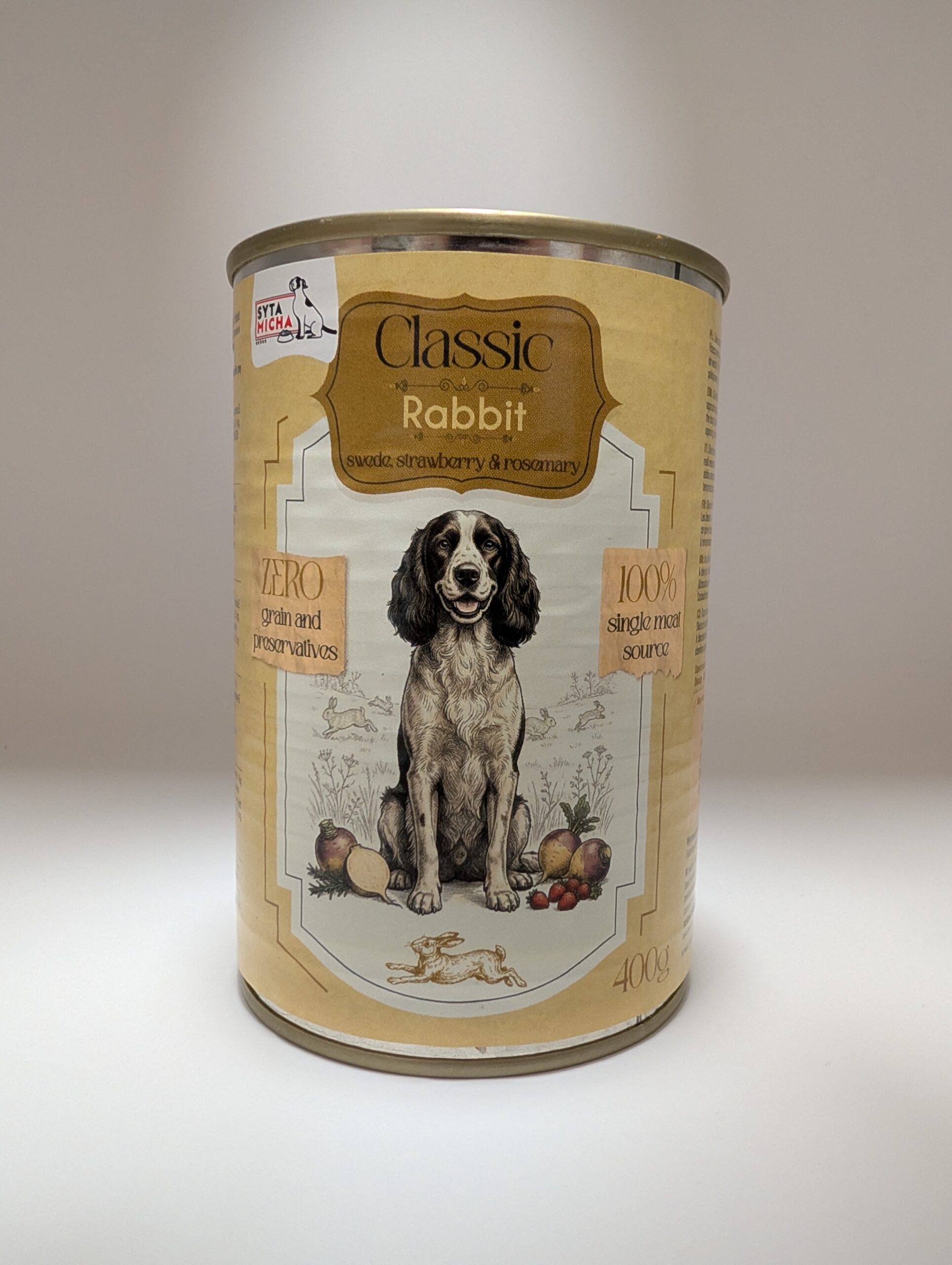 SYTA MICHA Karma mokra dla dorosłego psa Classic Królik z brukwią 400g