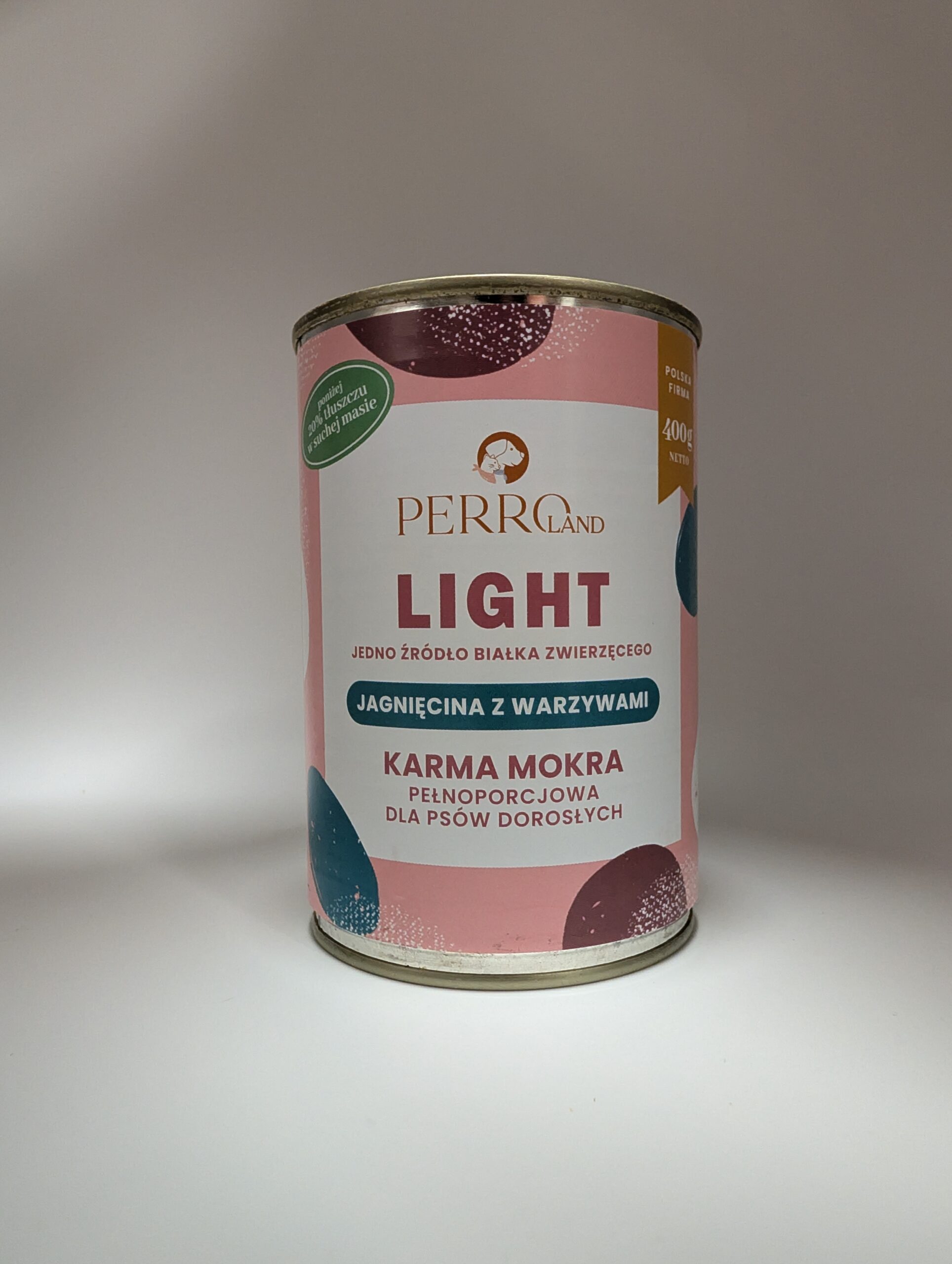 PERRO LIGHT Karma mokra Jagnięcina z warzywami – monobiałkowa formuła dla psów dorosłych 400g