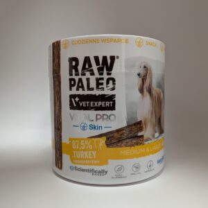 RAW PALEO Vital Pro Skin & Coat Turkey Medium Large 100g - hipoalergiczny monoproteinowy przysmak funkcjonalny - baton dla psa