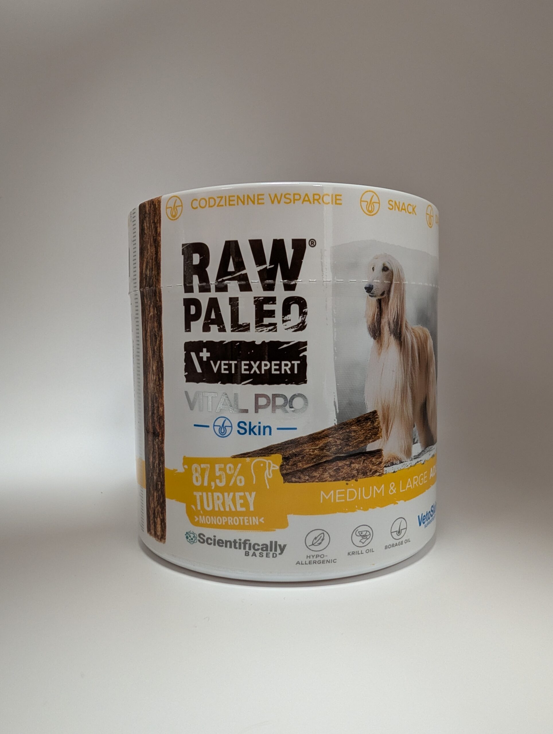 RAW PALEO Vital Pro Skin & Coat Turkey Medium Large 100g - hipoalergiczny monoproteinowy przysmak funkcjonalny - baton dla psa