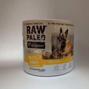 RAW PALEO Olympic Turkey Medium Large 90g - hipoalergiczny monoproteinowy przysmak treningowy dla psa