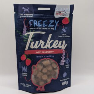 SYTA MICHA FREEZY -  Liofilizowane przysmaki dla psa indyk z malinami 40g