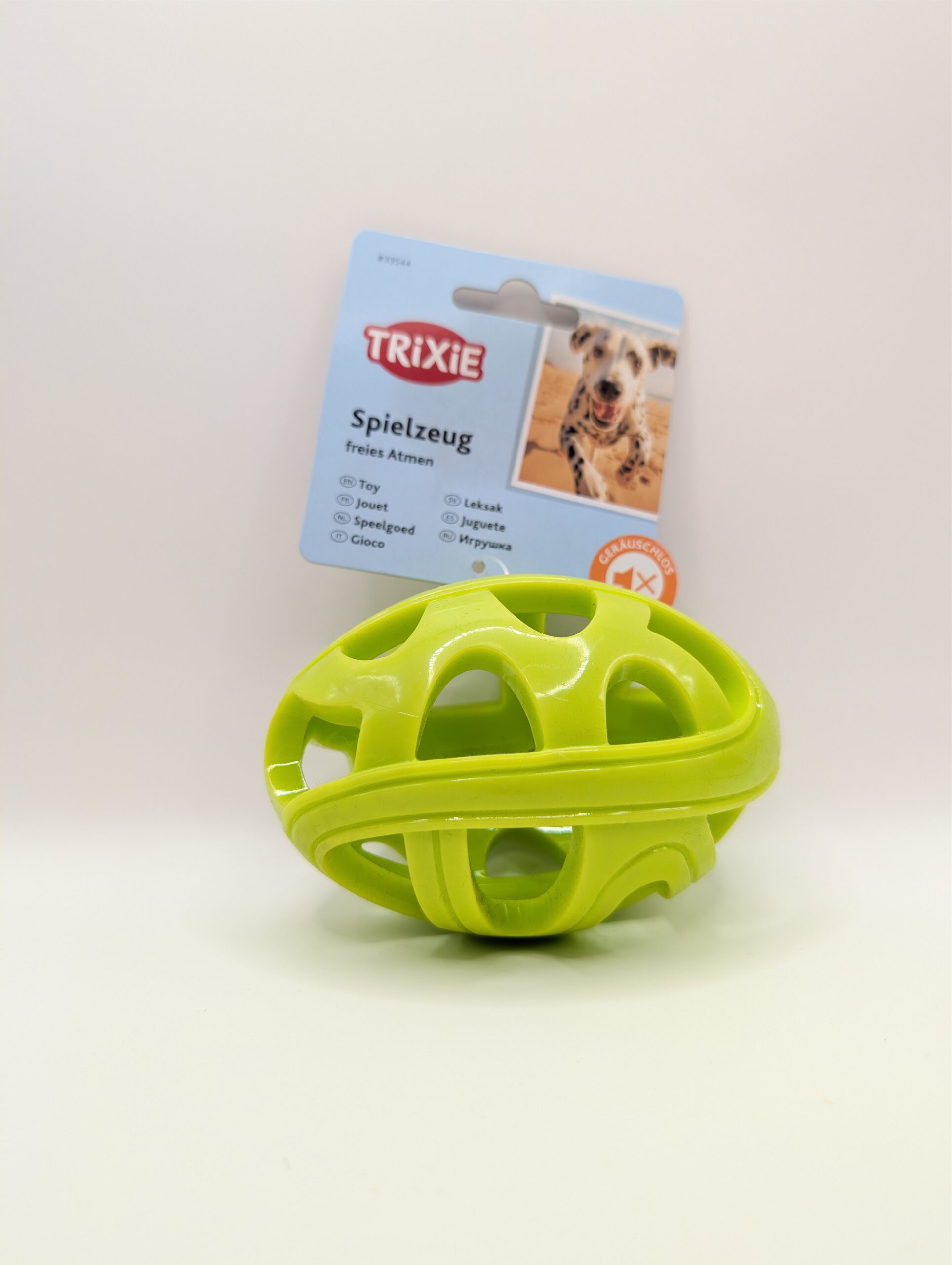 TRIXIE Pilka Rugby z otworami TPE limonkowa 11 cm