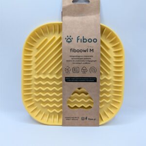 fiboo Antypoślizgowa mata i miska do karmienia dla psa 2w1 - FIBOOWL M żółty