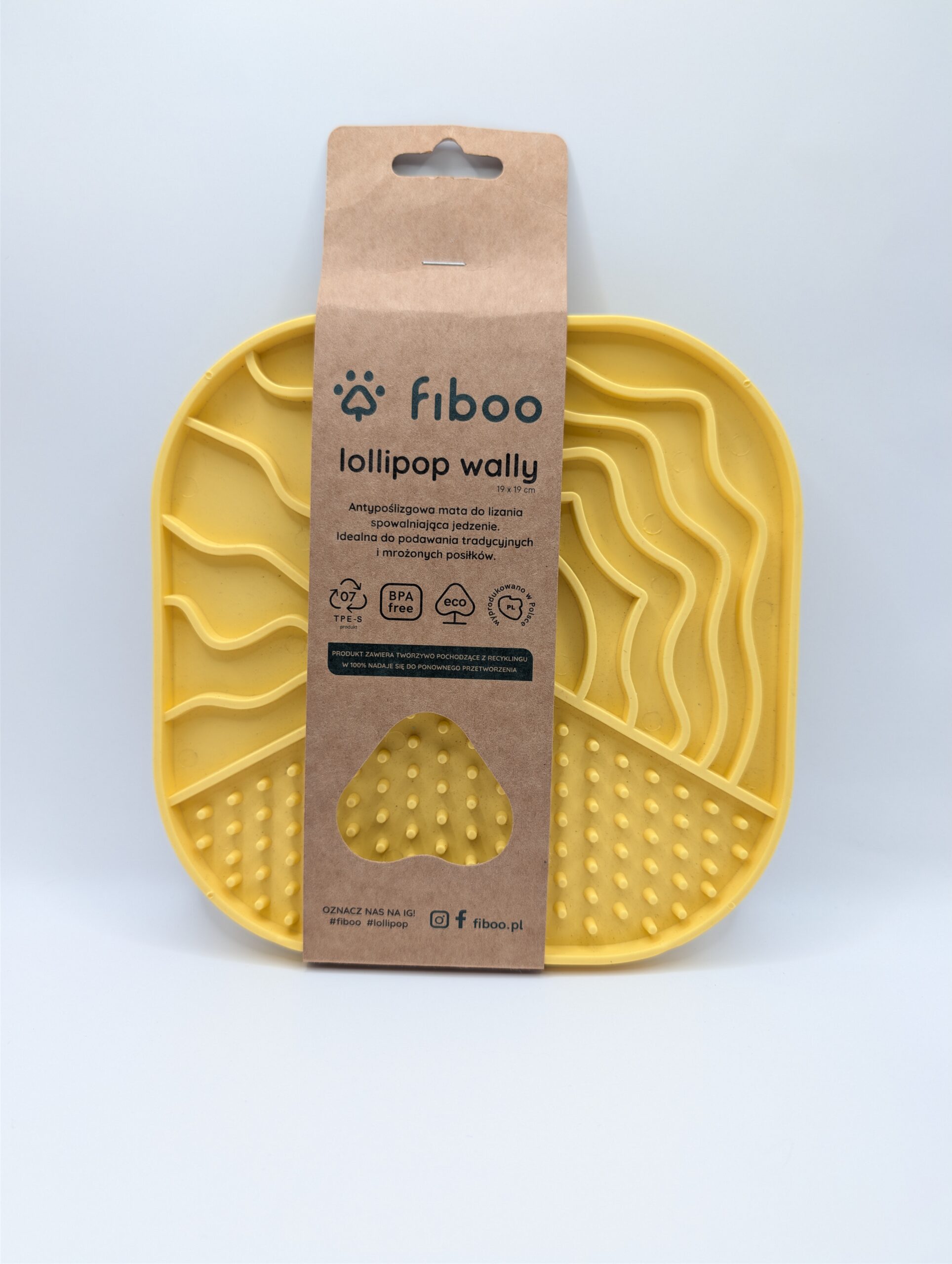 FIBOO LOLLIPOP WALLY Rozmiar: 19x19 cm. ŻÓŁTY - Mata do lizania