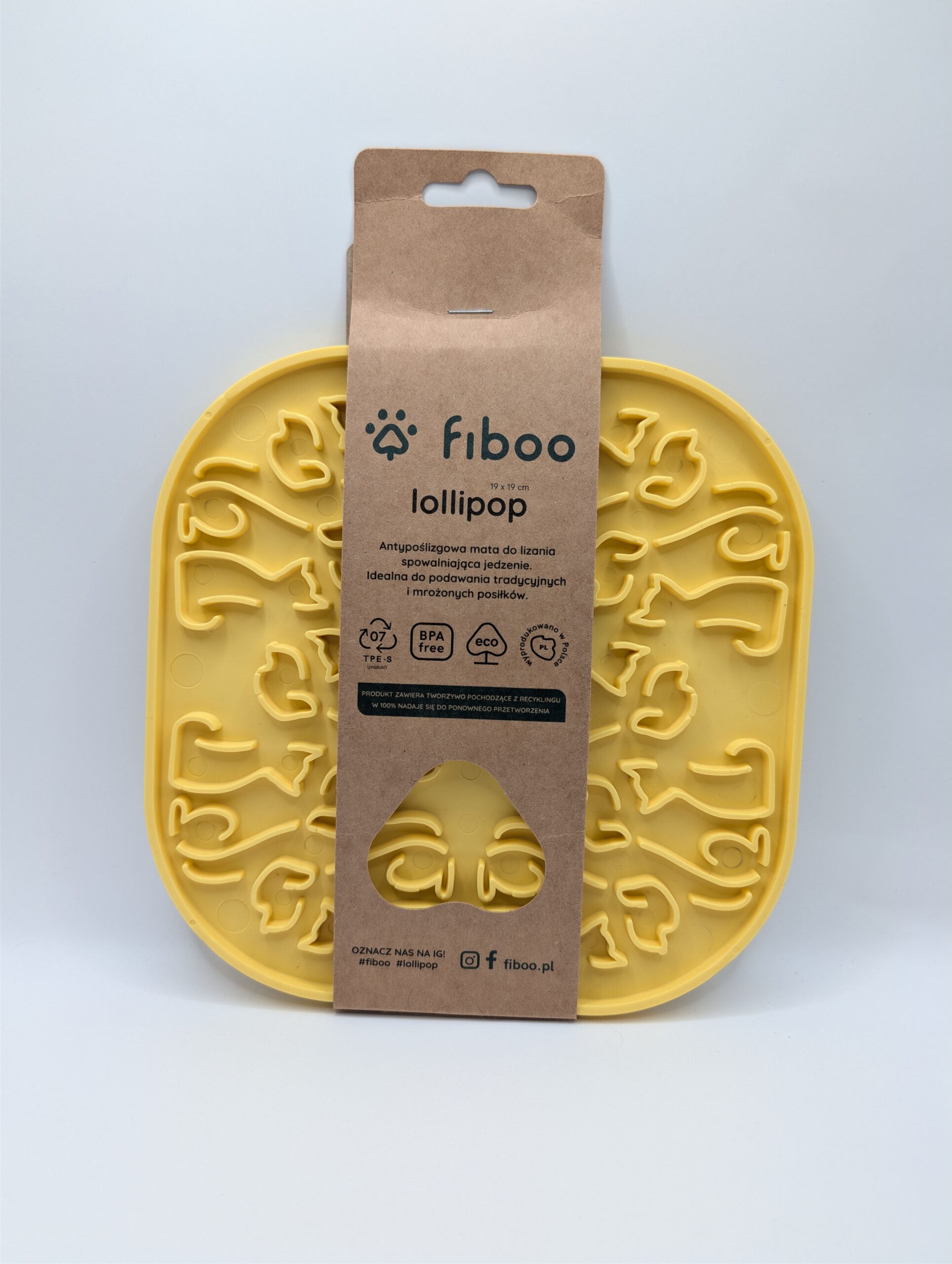 FIBOO LOLLIPOP Rozmiar: 19x19 cm ŻÓŁTY - Mata do lizania