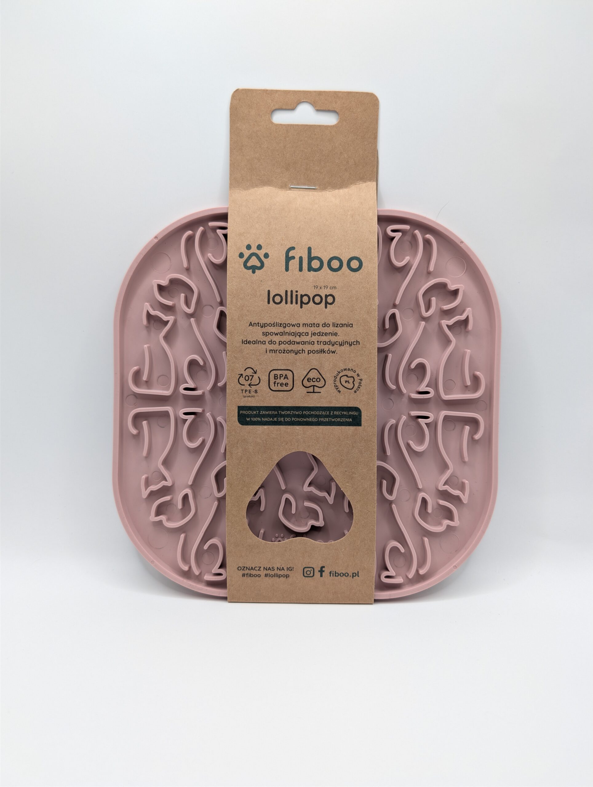 FIBOO LOLLIPOP Rozmiar: 19x19 cm RÓŻOWA - Mata do lizania