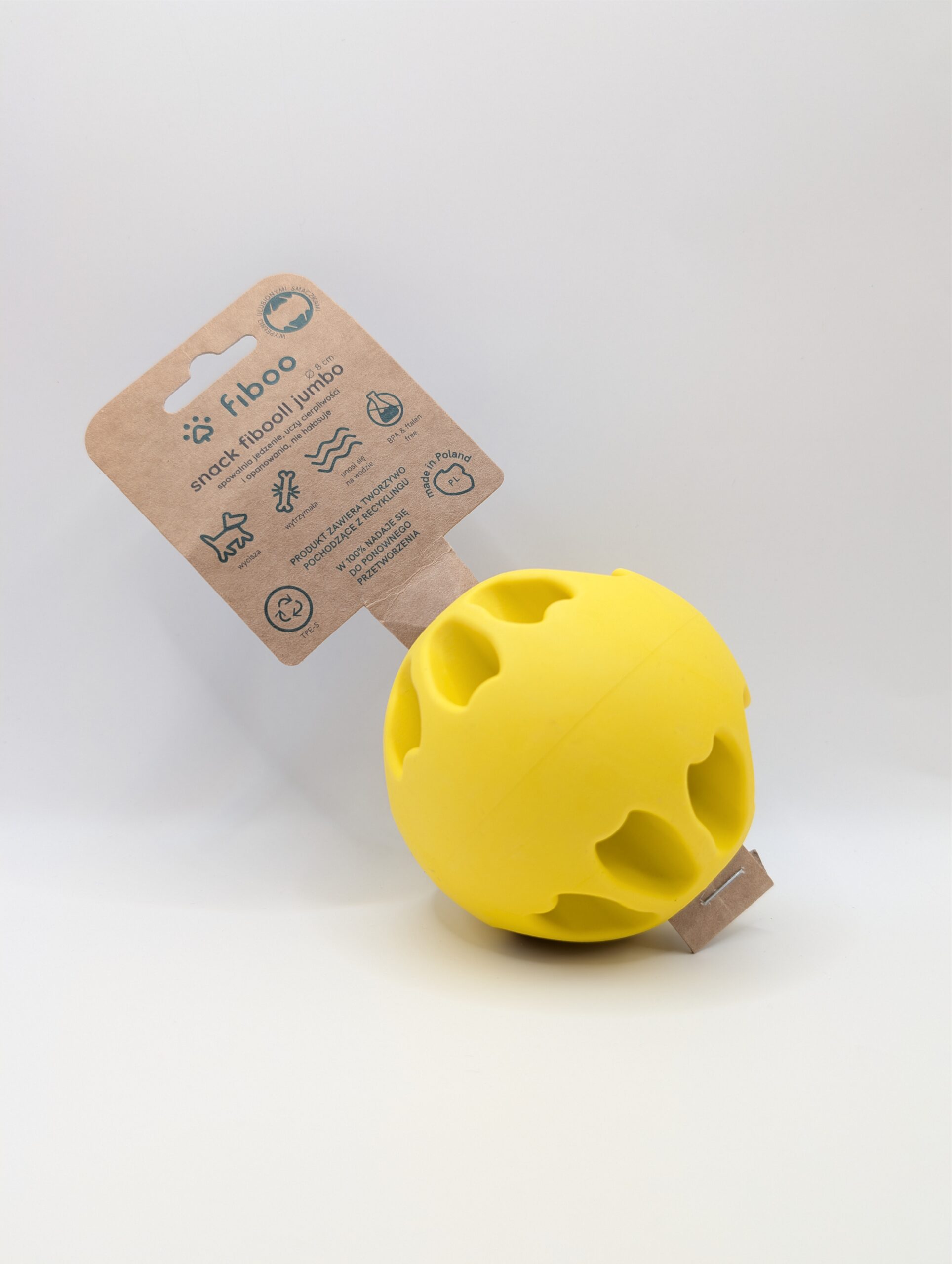 FIBOO SNACK FIBOOL JUMBO 8 cm ŻÓŁTY - piłka na przysmaki