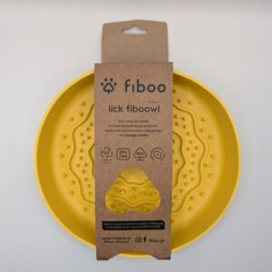 fiboo Mata do lizania i miska 2w1 – LICK FIBOOWL 19 cm żółty