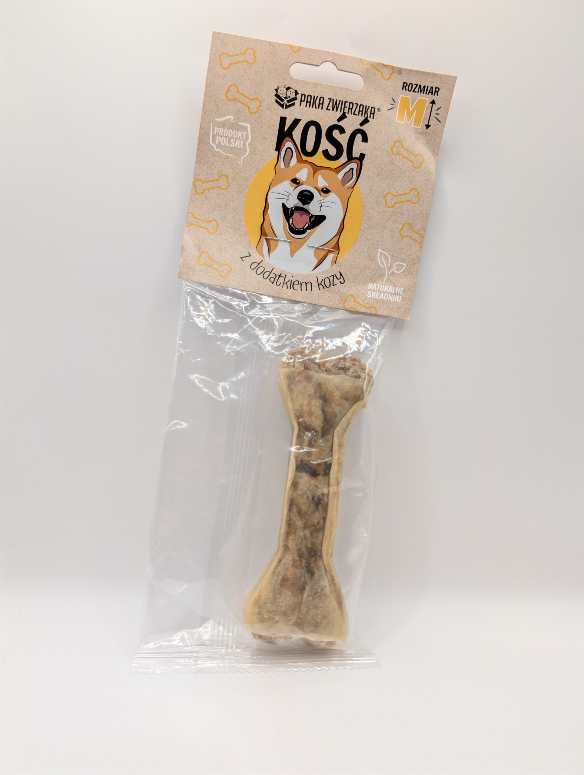 Gryzak dla psa PAKA ZWIERZAKA kość z dodakiem kozy M- 12 cm 55 g