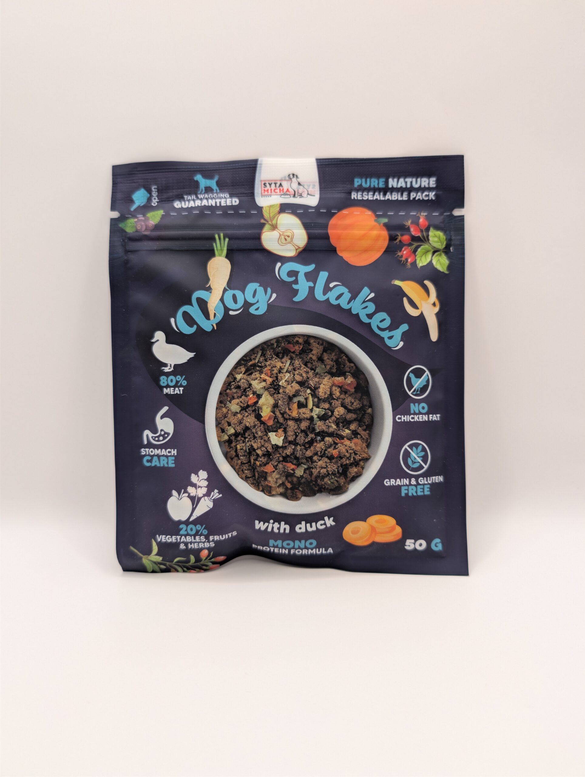 Syta Micha Dog flakes suszona karma dla psa Kaczka 50g