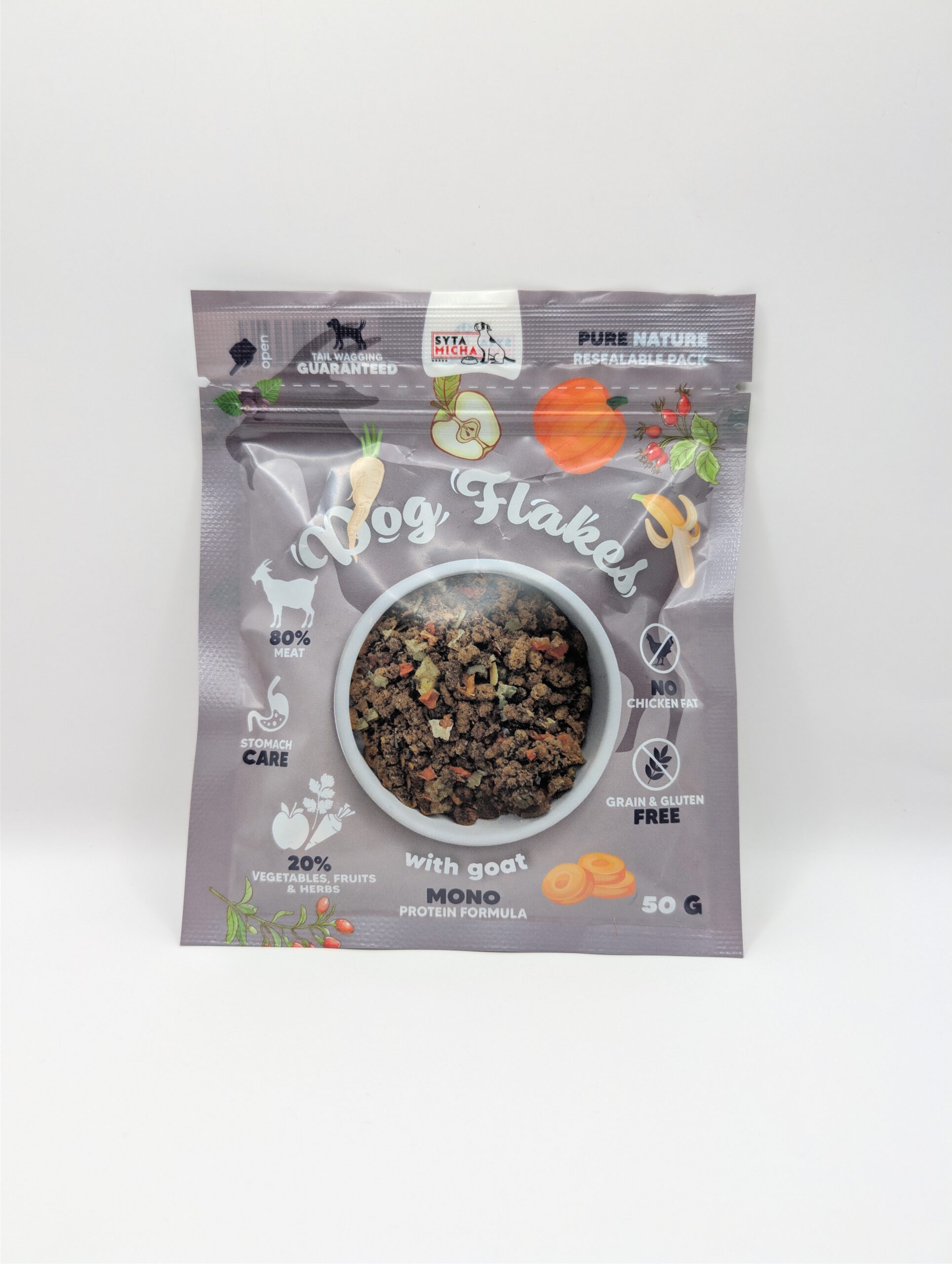 Syta Micha Dog flakes suszona karma dla psa Koza 50g